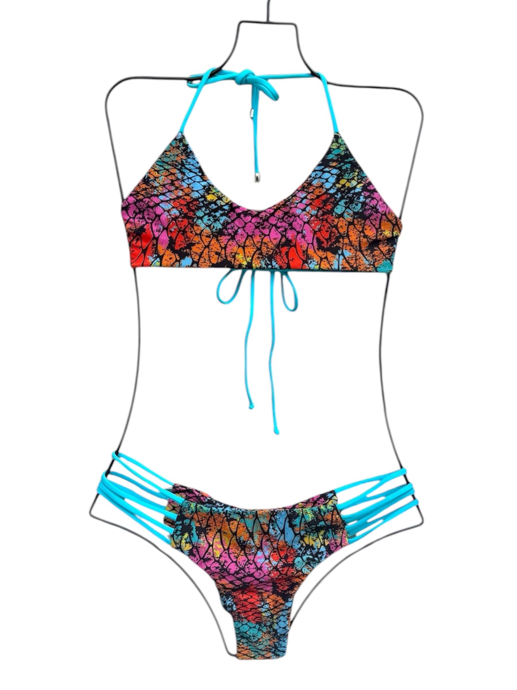 Colorful Snake multi string Bottom with Aqua