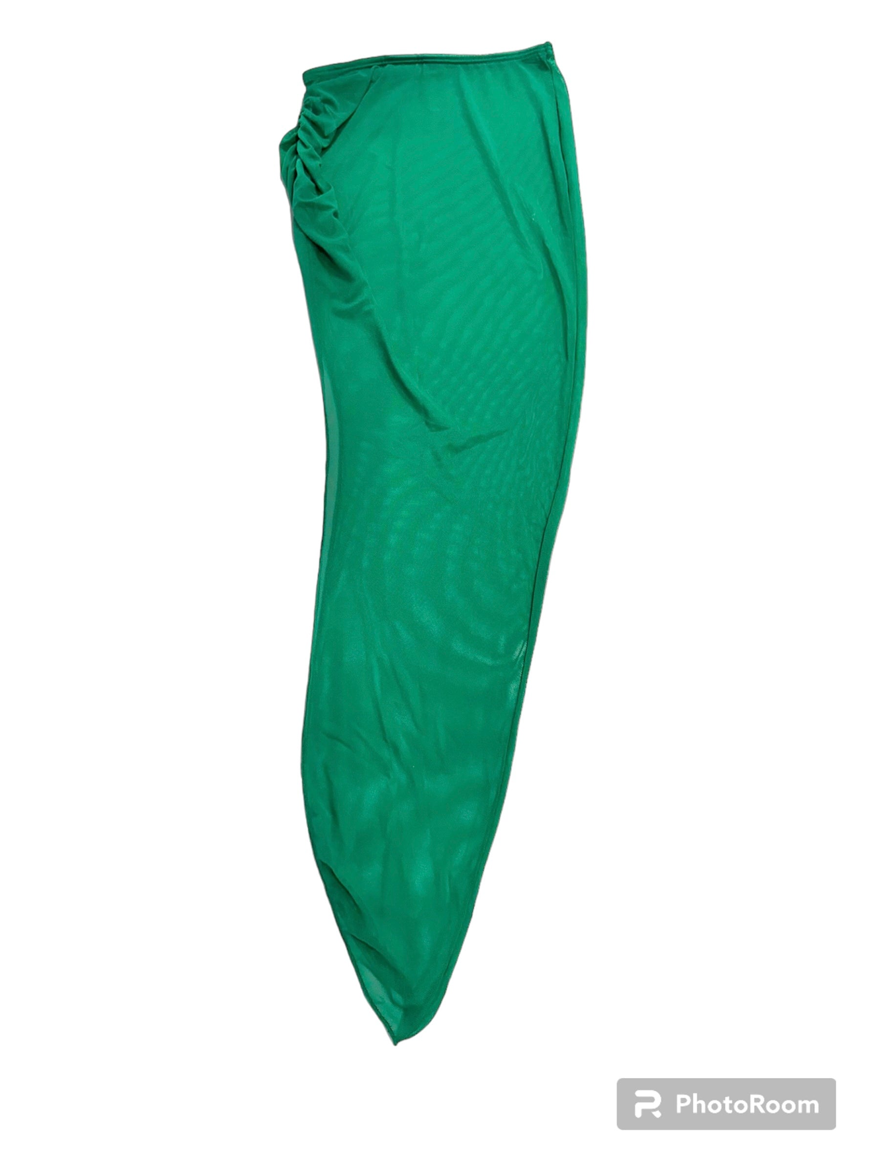 Emerald Green Long Mesh Skirt Cover Up
