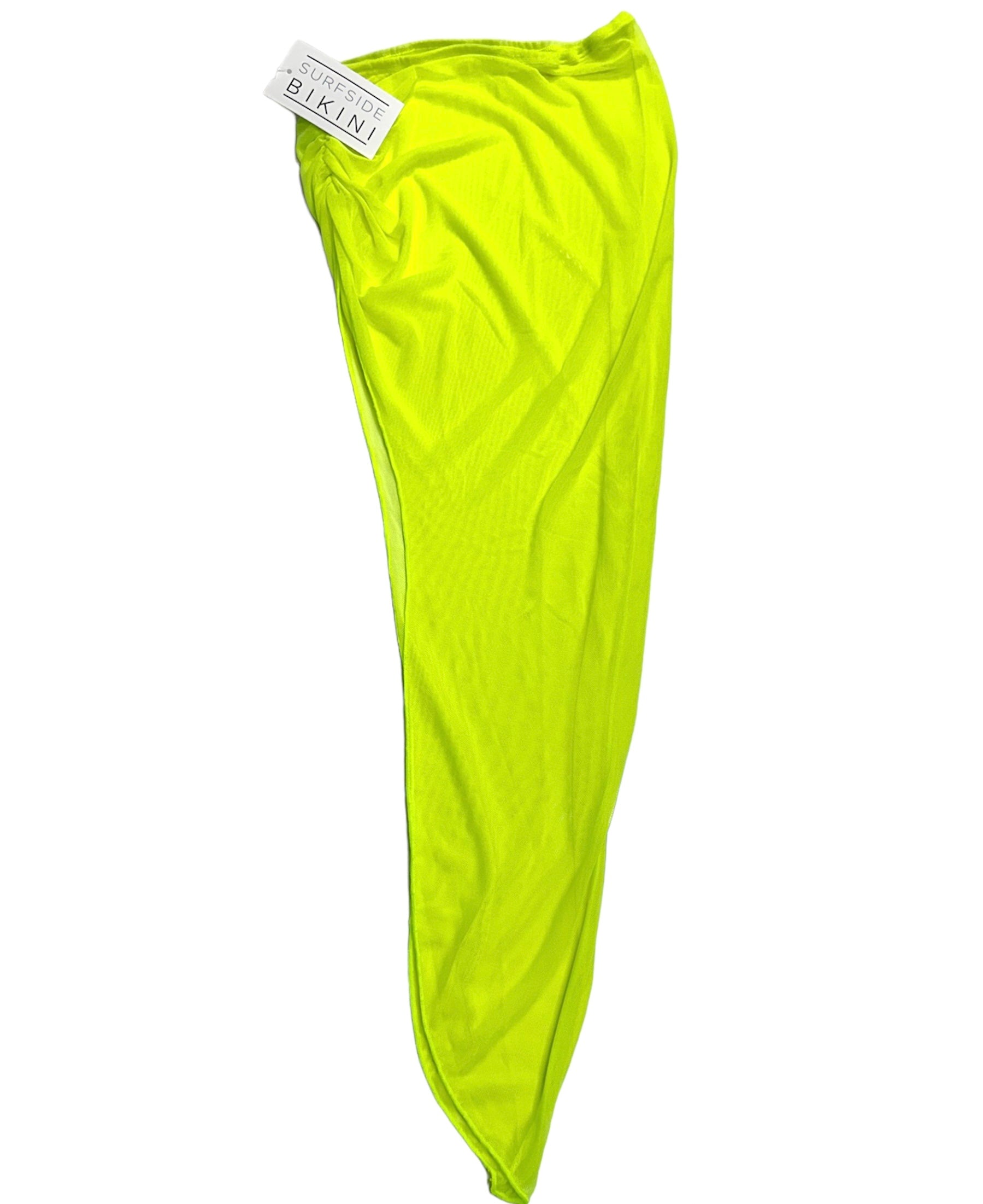 Neon Yellow long Mesh Skirt Cover Up