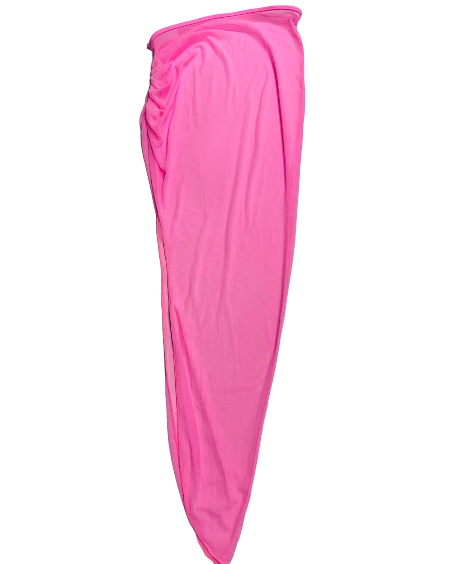 Pink Long Mesh Skirt Cover Up